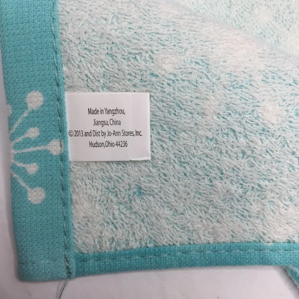 Christmas Hand Kitchen Towel Blue Snow Snowman Snowflake Tree